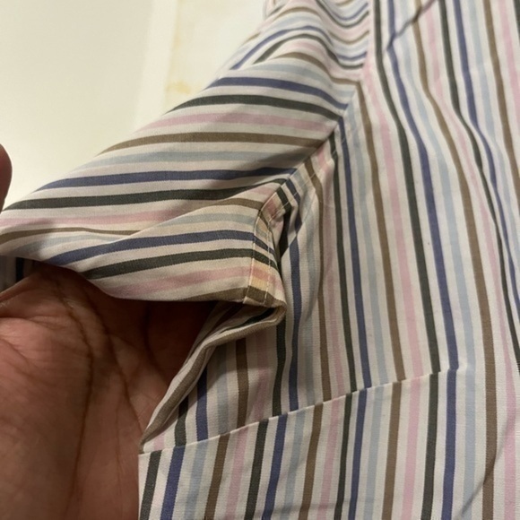 Lands end multicolored striped long sleeve button down blouse. - Picture 3 of 5